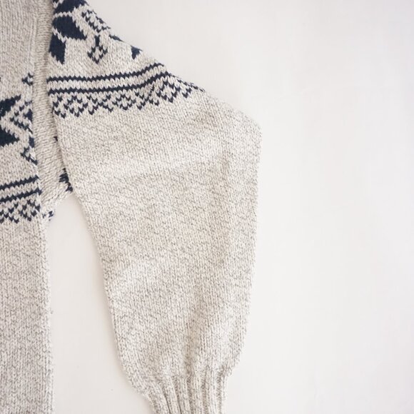 Vintage Fieldmaster Wool Cotton Sweater Grey Nordic Cabincore Winter Large - Picture 4 of 10